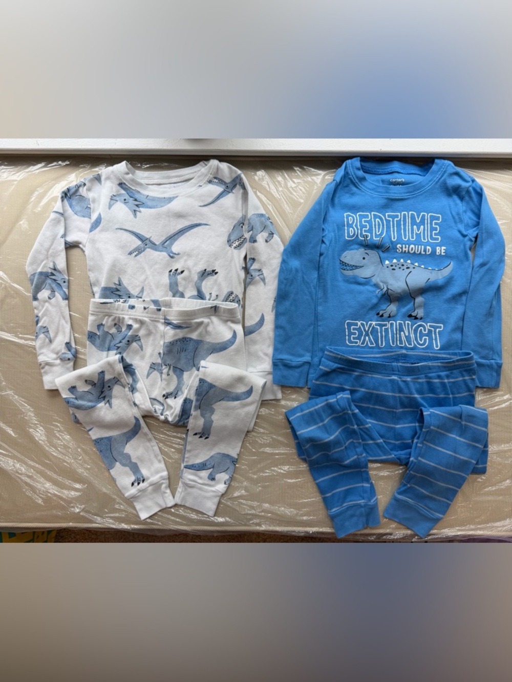 Carter's Blue Dinosaur Pajama Set Duo - Light Blue & Royal Blue